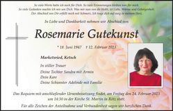 Traueranzeige Rosemarie Gutekunst