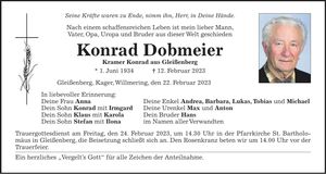 Traueranzeige Konrad Dobmeier