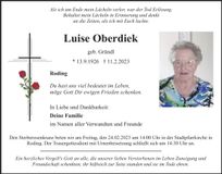 Traueranzeige Luise Oberdiek