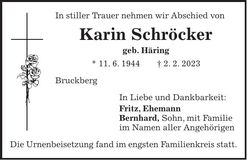 Traueranzeige Karin Schröcker