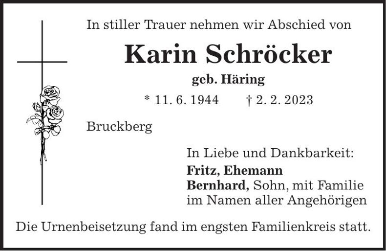 Traueranzeige Karin Schröcker