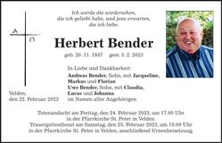Traueranzeige Herbert Bender