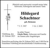Traueranzeige Hildegard Schachtner