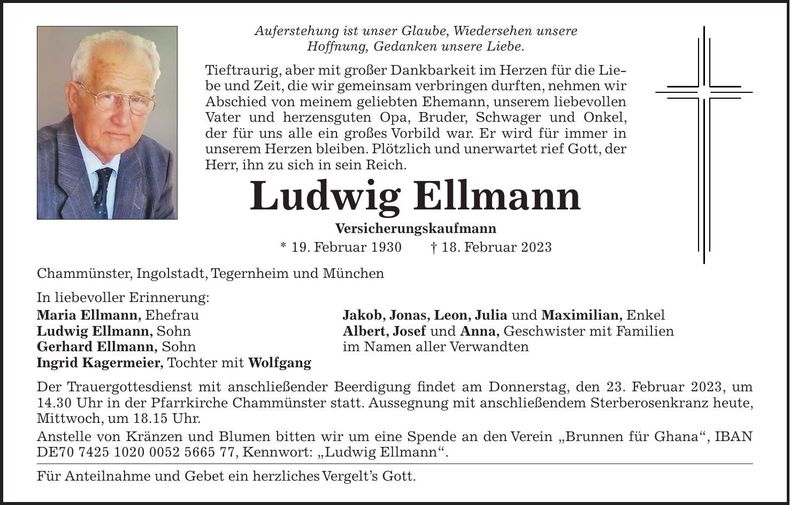 Traueranzeige Ludwig Ellmann
