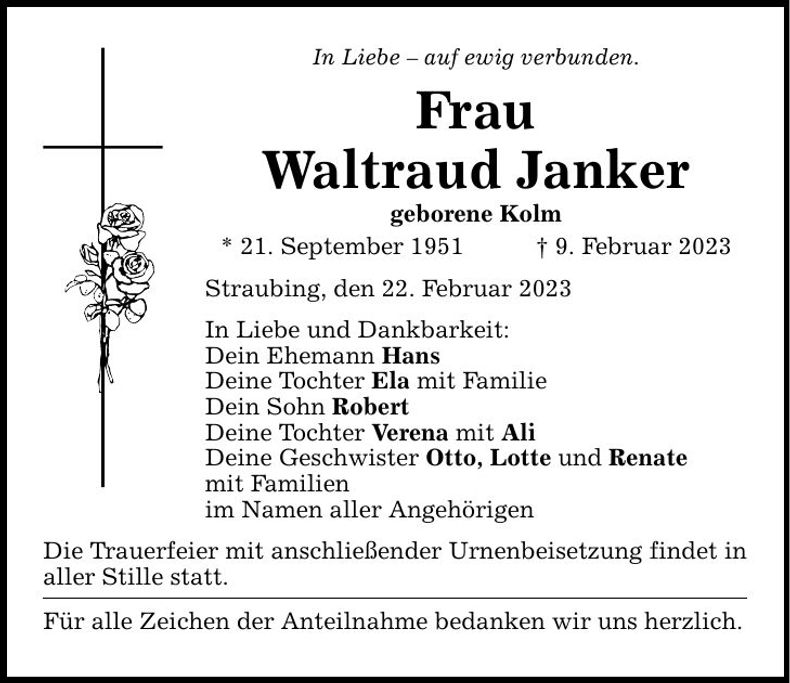 Traueranzeige Waltraud Janker