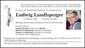 Traueranzeige Ludwig Landlsperger