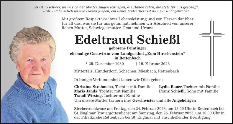 Traueranzeige Edeltraud Schießl