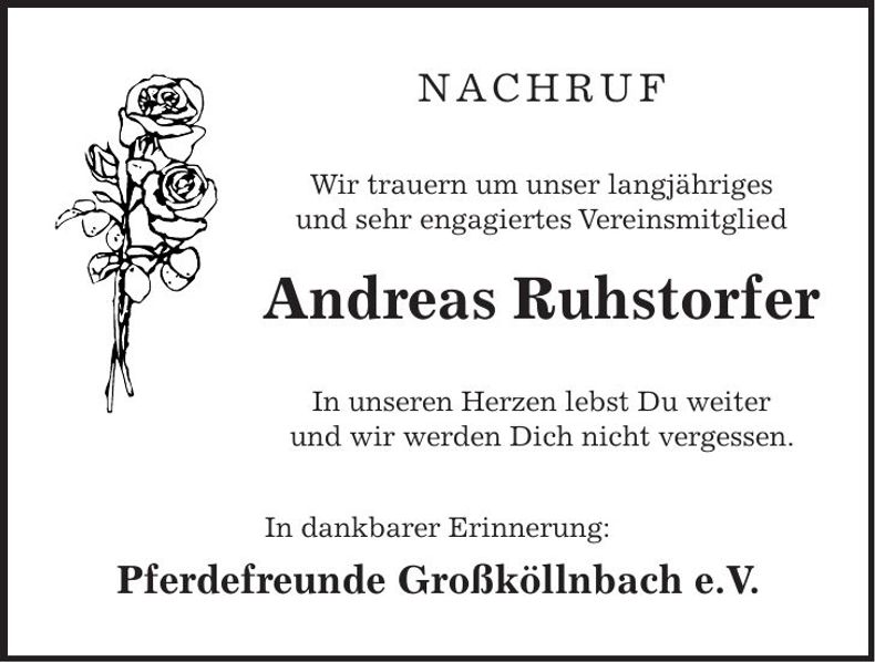 Traueranzeige Andreas Ruhstorfer