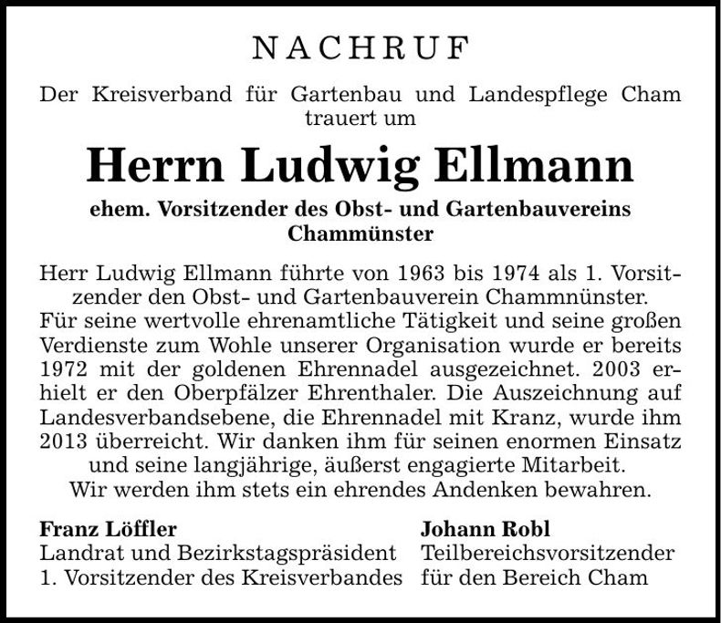 Traueranzeige Ludwig Ellmann