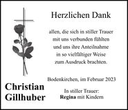 Traueranzeige Christian Gillhuber