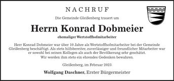 Traueranzeige Konrad Dobmeier