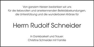 Traueranzeige Rudolf Schneider
