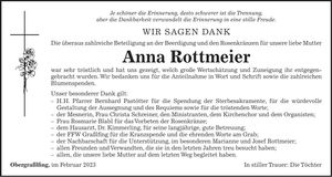Traueranzeige Anna Rottmeier