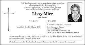 Traueranzeige Lissy Mier