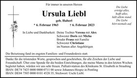 Traueranzeige Ursula Liebl