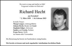 Traueranzeige Richard Hecht
