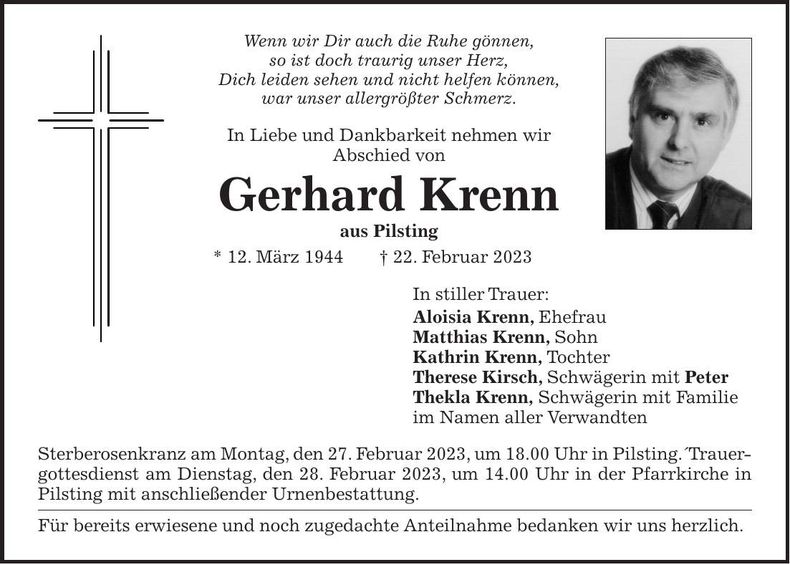 Traueranzeige Gerhard Krenn