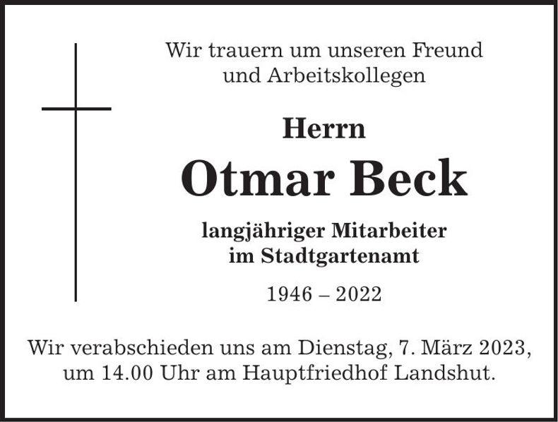 Traueranzeige Otmar Beck