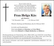 Traueranzeige Helga Käs