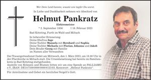 Traueranzeige Helmut Pankratz