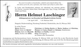 Traueranzeige Helmut Laschinger