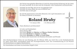 Traueranzeige Roland Hruby
