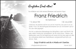 Traueranzeige Franz Friedrich