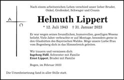 Traueranzeige Helmuth Lippert