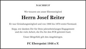 Traueranzeige Josef Reiter