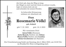 Traueranzeige Rosemarie Völkl