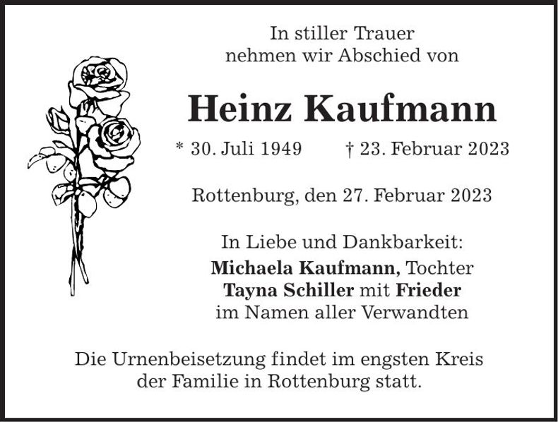 Traueranzeige Heinz Kaufmann