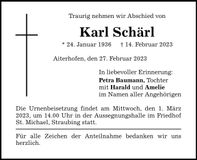 Traueranzeige Karl Schärl
