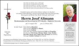 Traueranzeige Josef Altmann