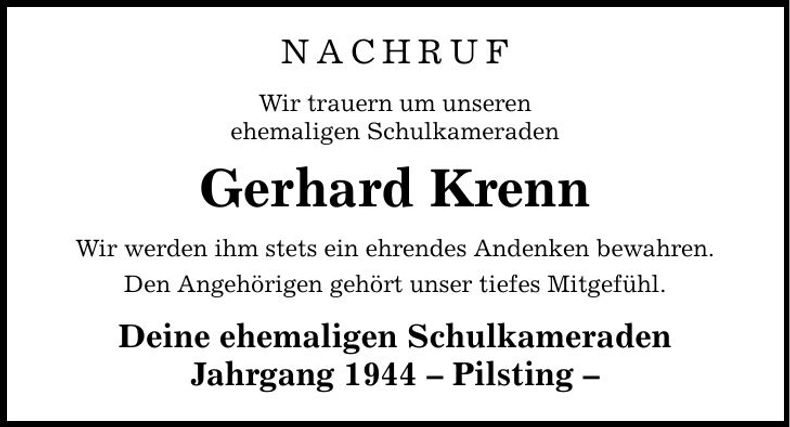 Traueranzeige Gerhard Krenn