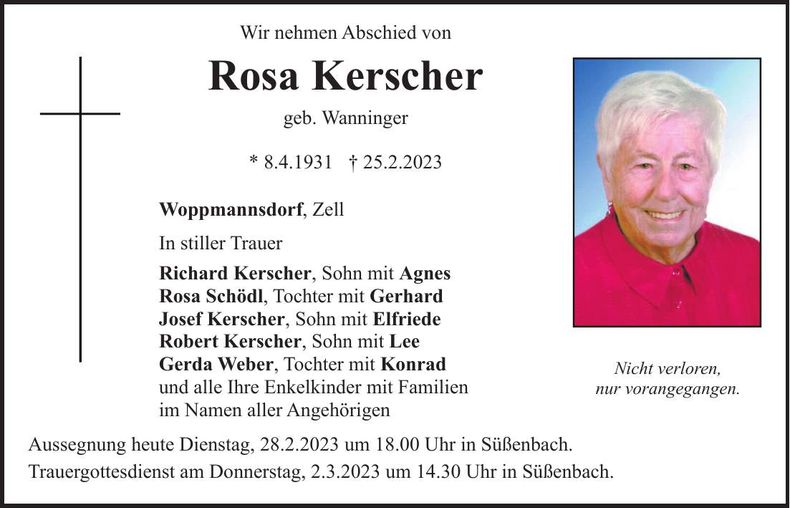 Traueranzeige Rosa Kerscher