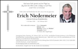 Traueranzeige Erich Niedermeier