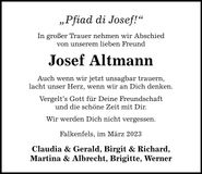 Traueranzeige Josef Altmann