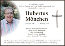 Traueranzeige Hubertus Mönchen