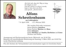 Traueranzeige Alfons Schrottenbaum