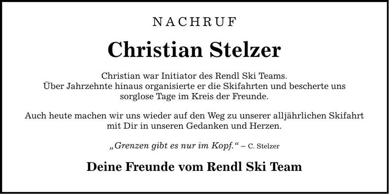 Traueranzeige Christian Stelzer