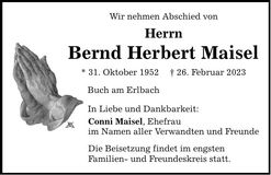 Traueranzeige Bernd Herbert Maisel