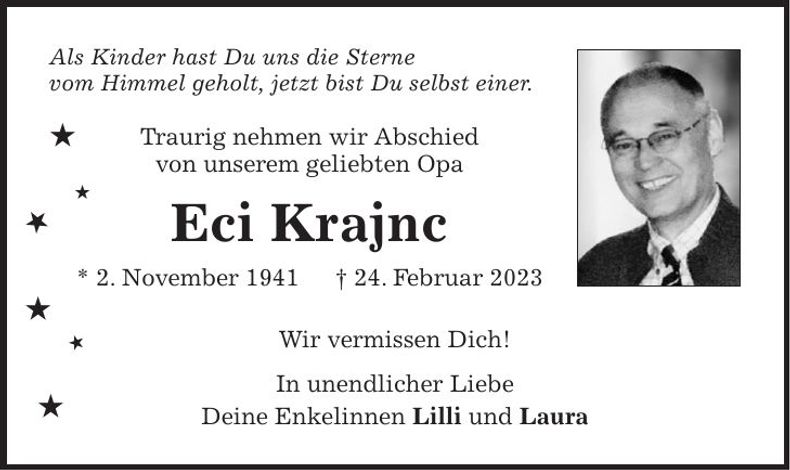 Traueranzeige Eci Krajnc