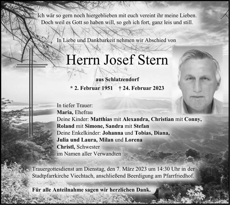 Traueranzeige Franz Stern