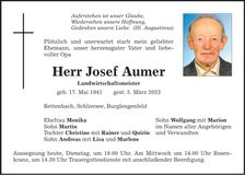 Traueranzeige Josef Aumer