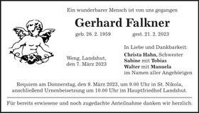 Traueranzeige Gerhard Falkner
