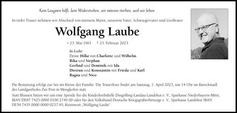 Traueranzeige Wolfgang Laube