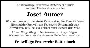 Traueranzeige Josef Aumer