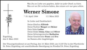 Traueranzeige Werner Simone