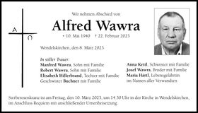 Traueranzeige Alfred Wawra