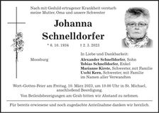 Traueranzeige Johanna Schnelldorfer